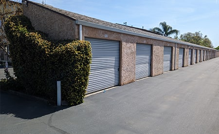 Two rows of storage units of all sizes.